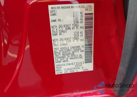 2022 Nissan Frontier Sv 4X2 из США, поврежденный, VIN 1N6ED1EJ2NN673543